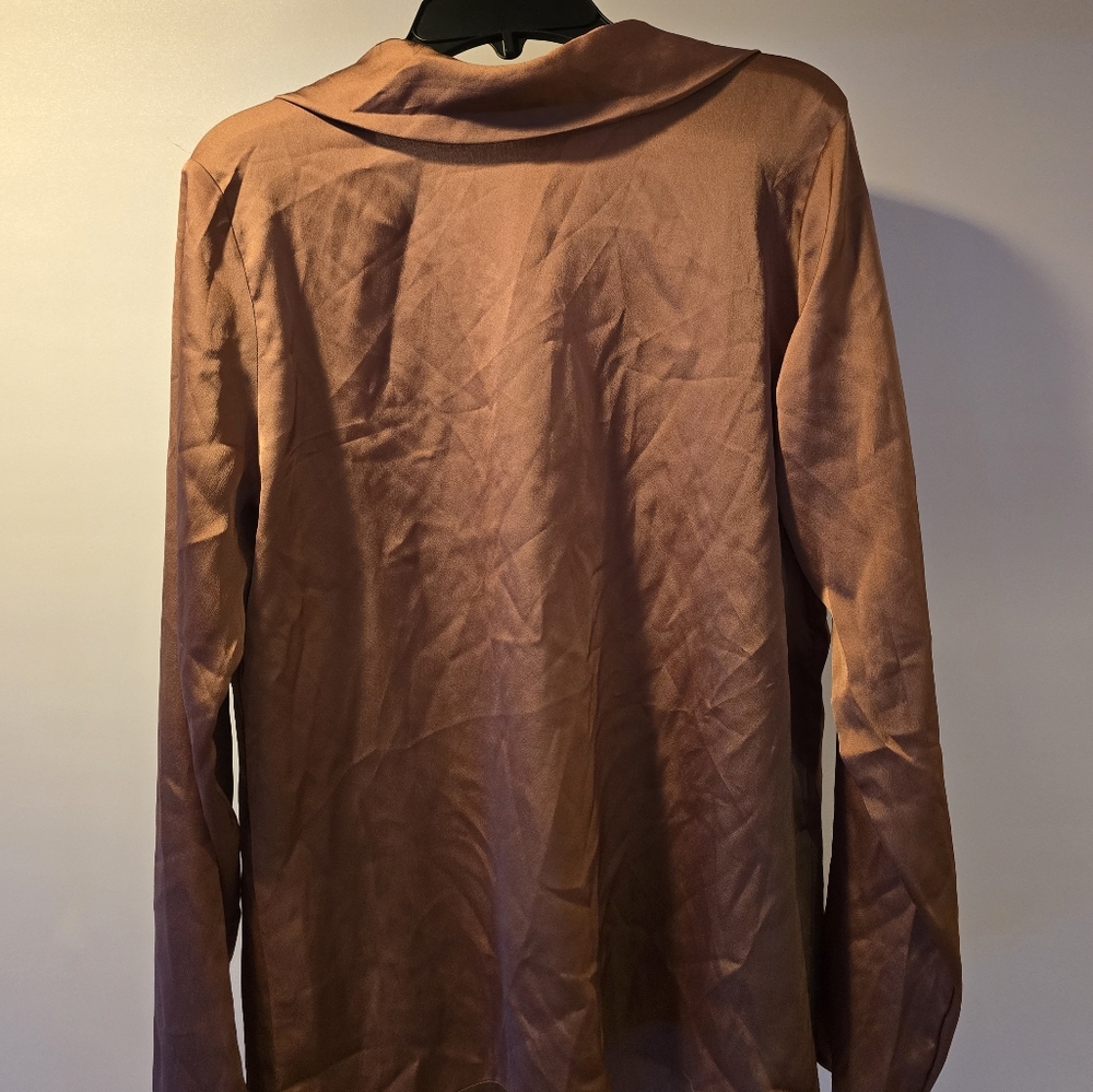 Banana Republic Long Sleeve Satin Blouse in Copper Brown